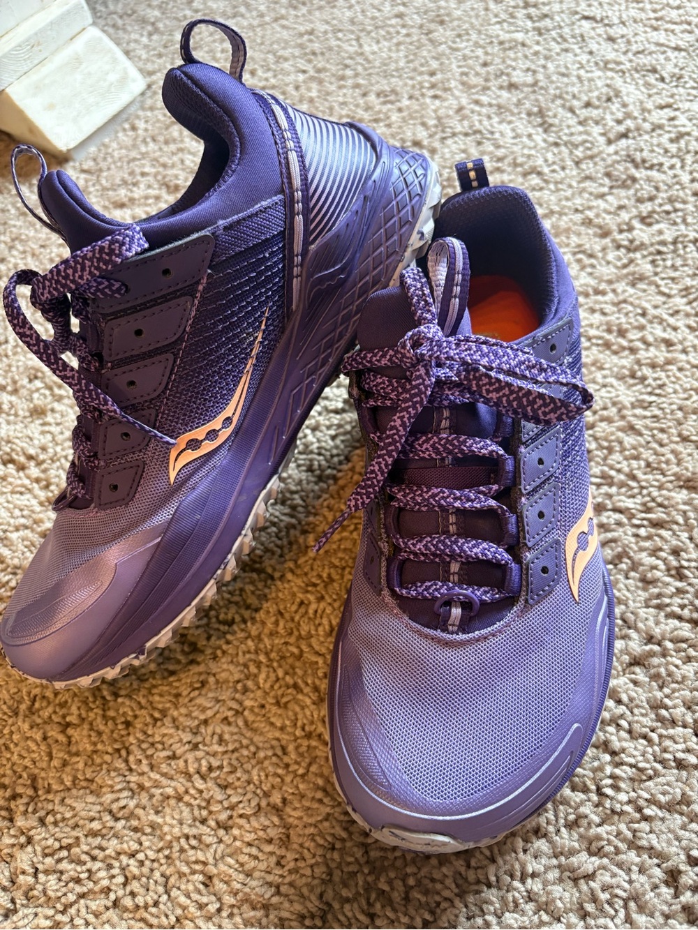 Saucony Purple Trail Running Shoes with Peach Accents